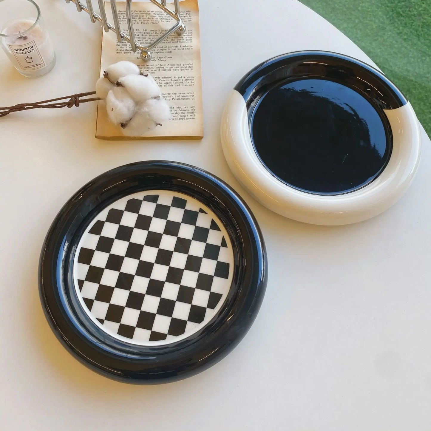 Black and White Checkerboard Plate