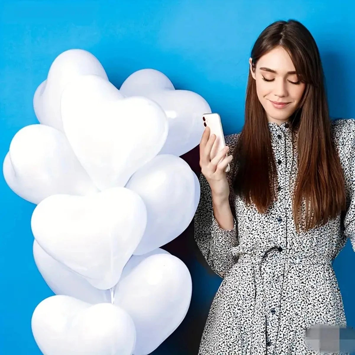 White Latex Hearts Balloon Bouquet