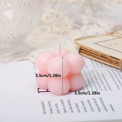 2-Pieces White Pink Bubble Candle