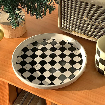 Korean Checkerboard Ceramic Plate