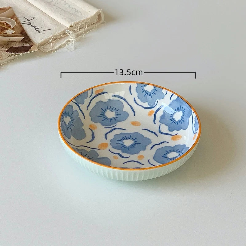 5.3Inch Korean Style Floral Porcelain Dessert/Fruit Plate