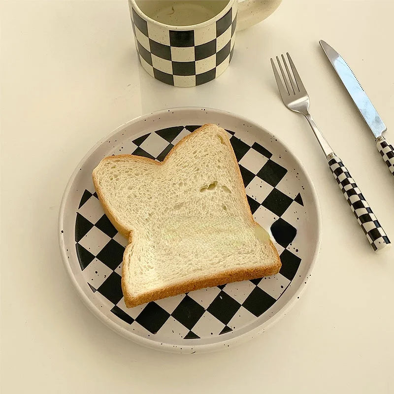 Korean Checkerboard Ceramic Plate