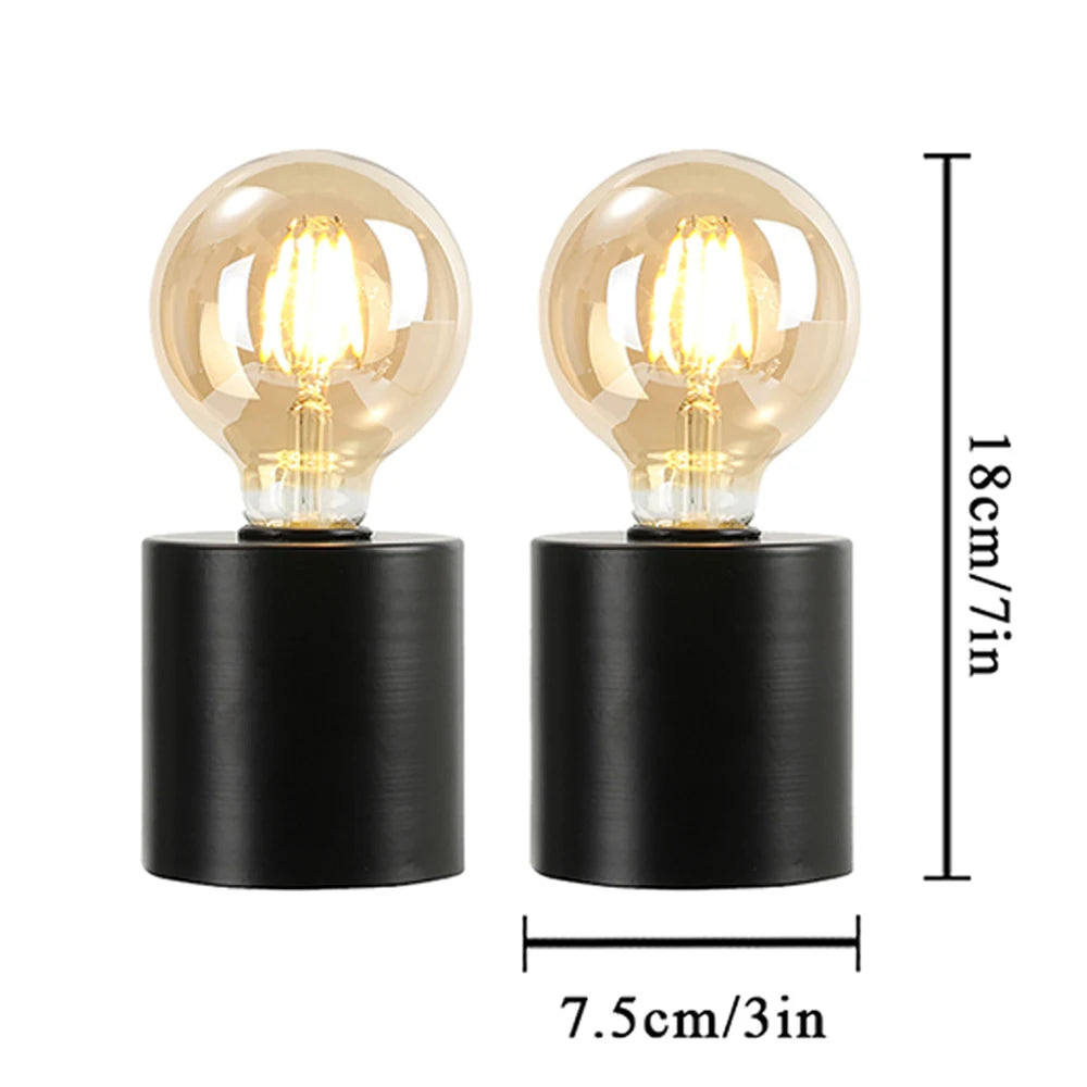 2Pcs Black Edison Style Bulb Table Lamp