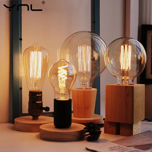 Modern Wood Retro Table Lamp