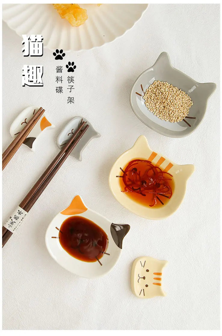 Japanese Cute Cat Dish Creative Ceramic Seasoning Dish