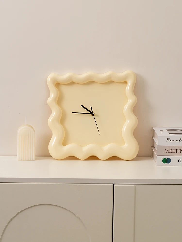 Cream Biscuit-Shaped Wall Mounted Clock