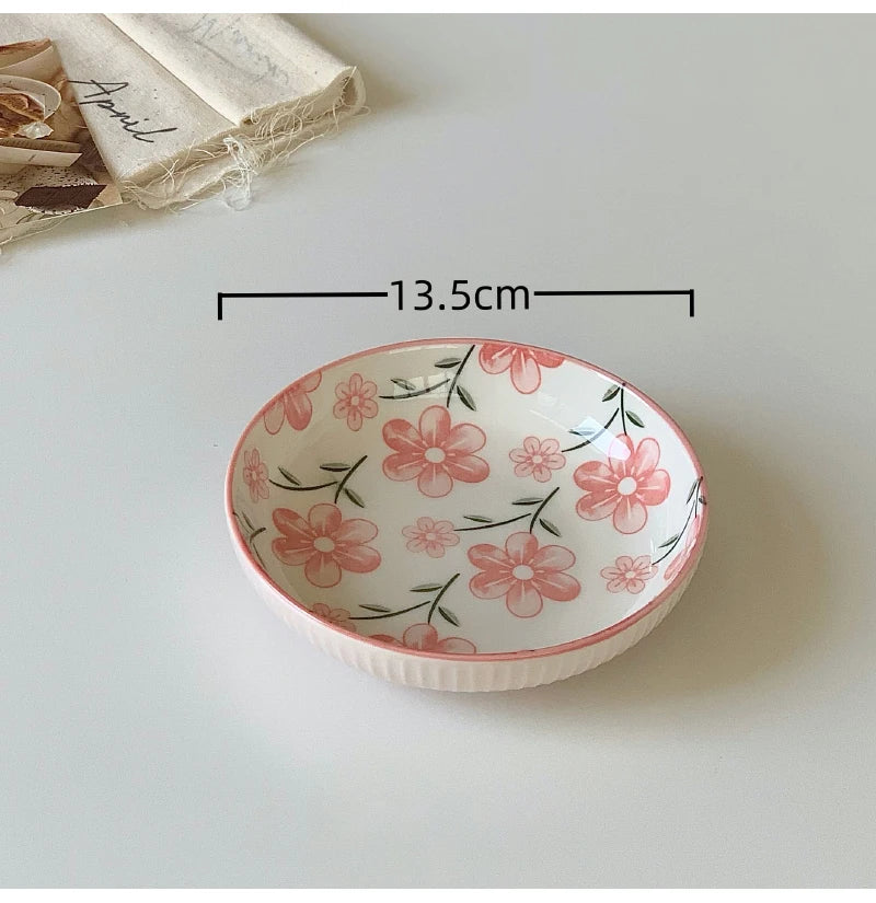 5.3Inch Korean Style Floral Porcelain Dessert/Fruit Plate