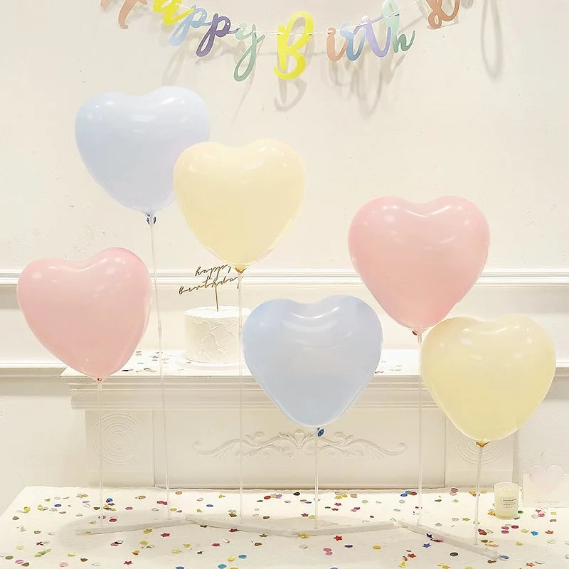 White Heart-Shaped Balloons with Stand Set