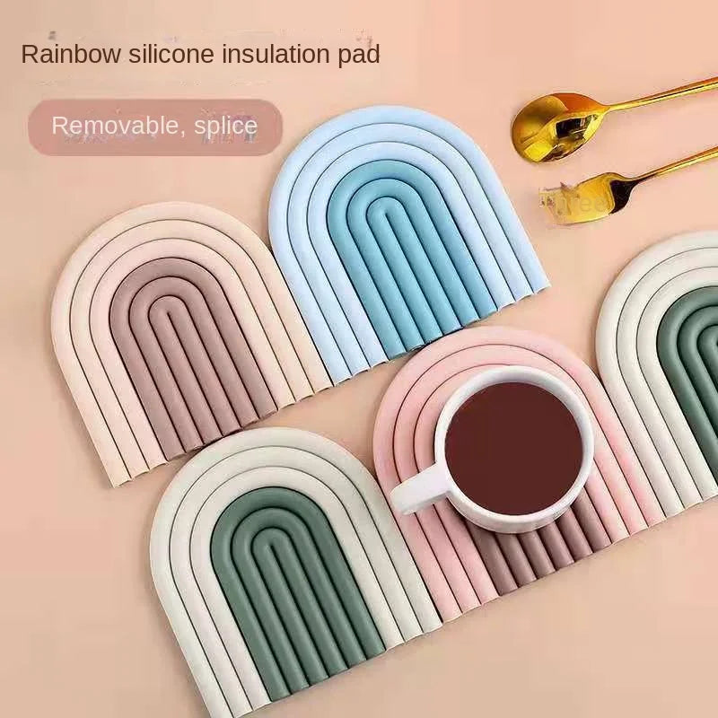 Two-Toned Rainbow Heat-Resistant Silicone Coasters (Non-Slip)