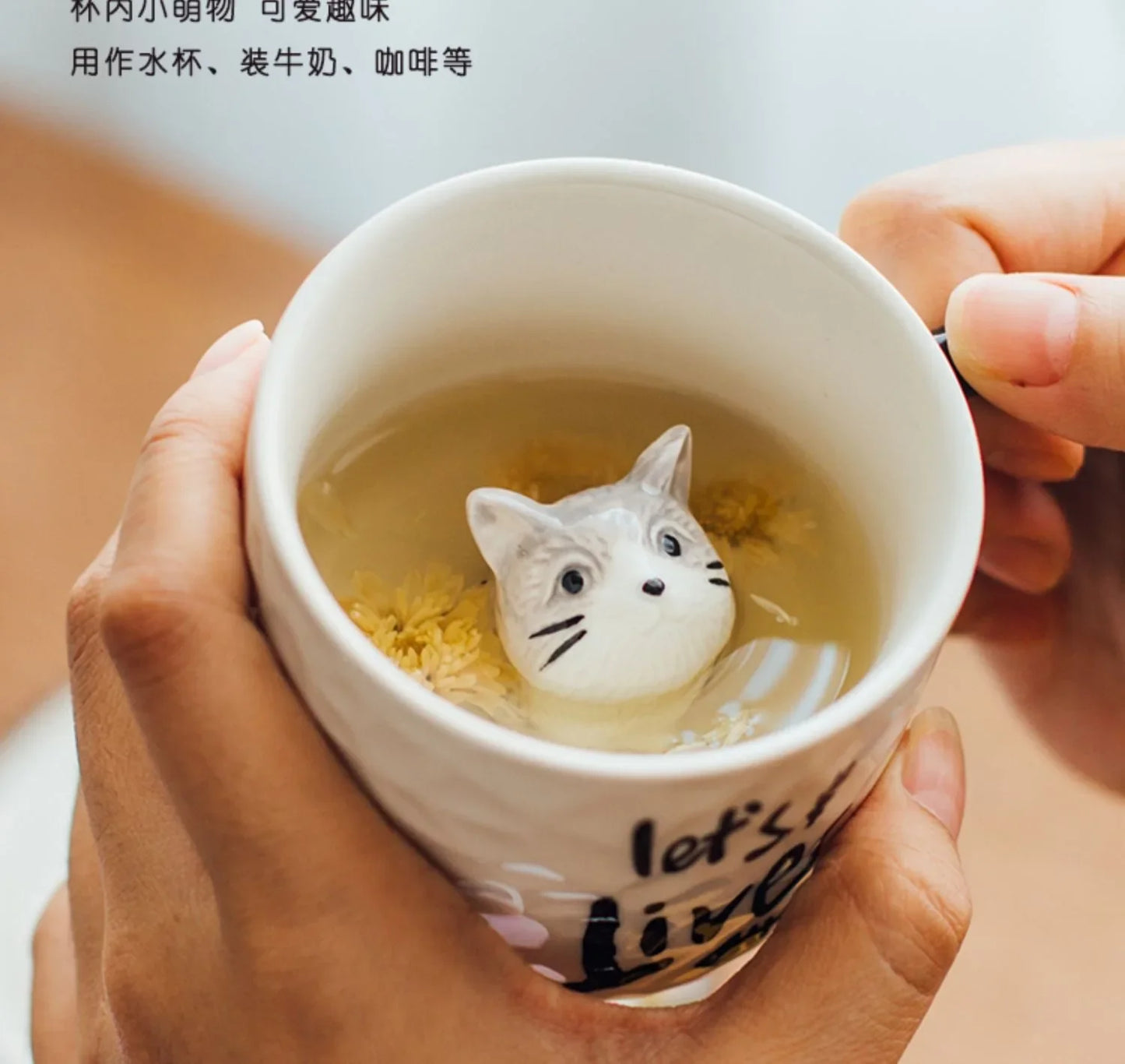 Cute Kitten Ceramic Cat in a Cup