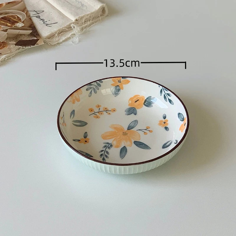 5.3Inch Korean Style Floral Porcelain Dessert/Fruit Plate