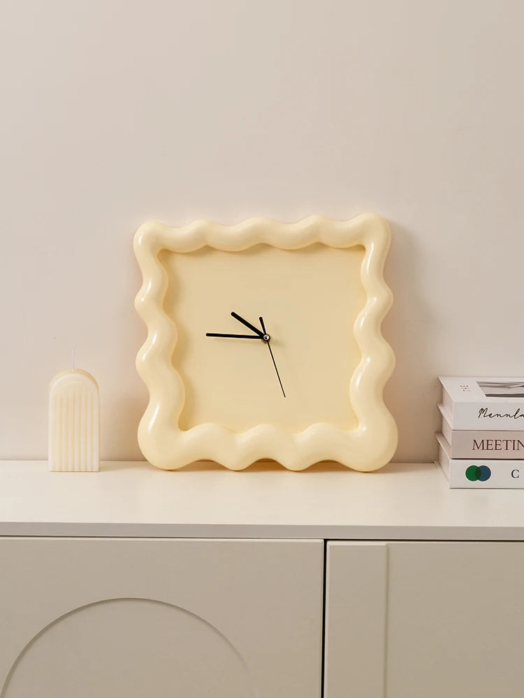 Cream Biscuit-Shaped Wall Mounted Clock