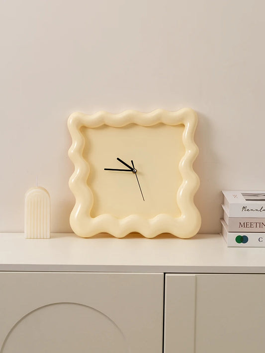 Cream Biscuit-Shaped Wall Mounted Clock