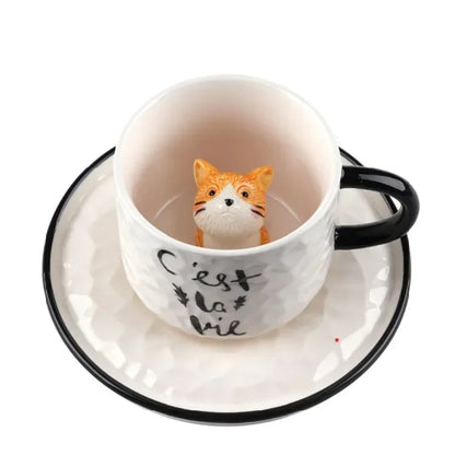 Cute Kitten Ceramic Cat in a Cup