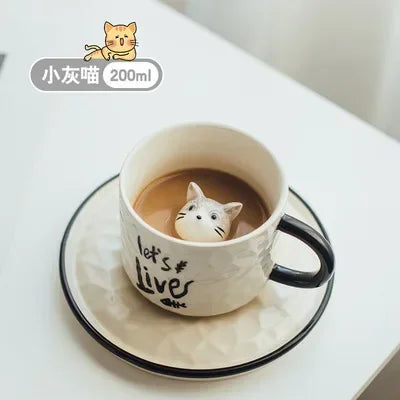 Cute Kitten Ceramic Cat in a Cup