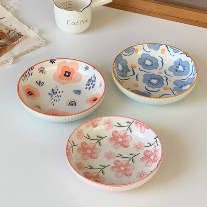 5.3Inch Korean Style Floral Porcelain Dessert/Fruit Plate