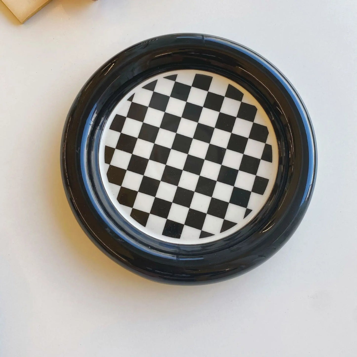 Black and White Checkerboard Plate