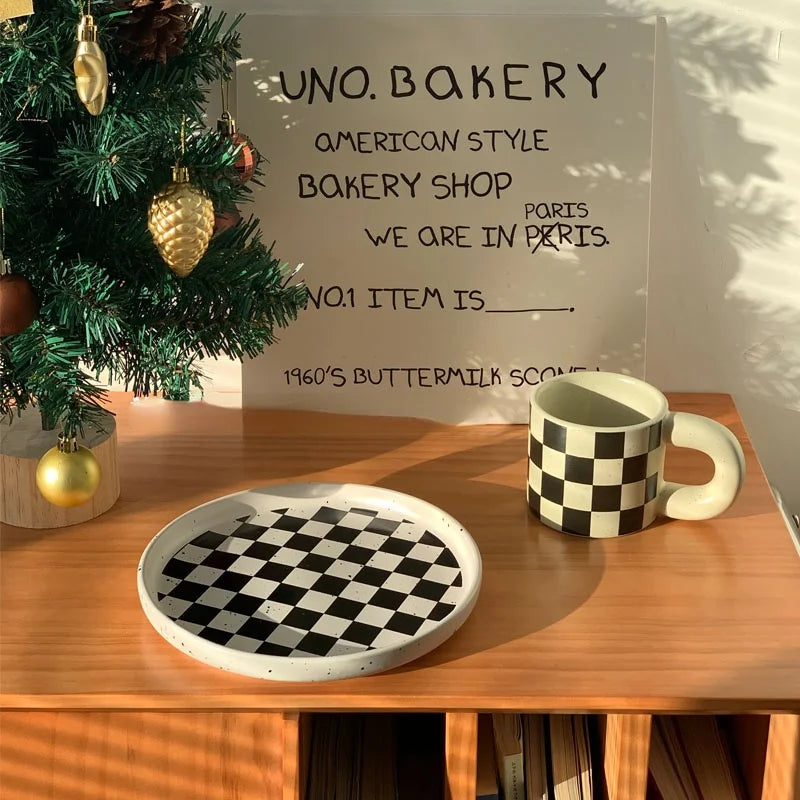 Korean Checkerboard Ceramic Plate