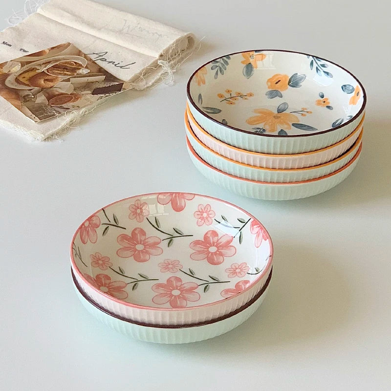 5.3Inch Korean Style Floral Porcelain Dessert/Fruit Plate