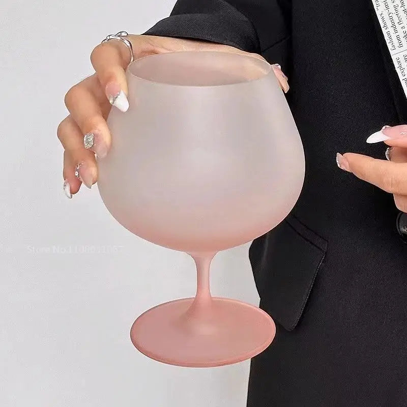 690ml French Pink Frosted Wine Glass