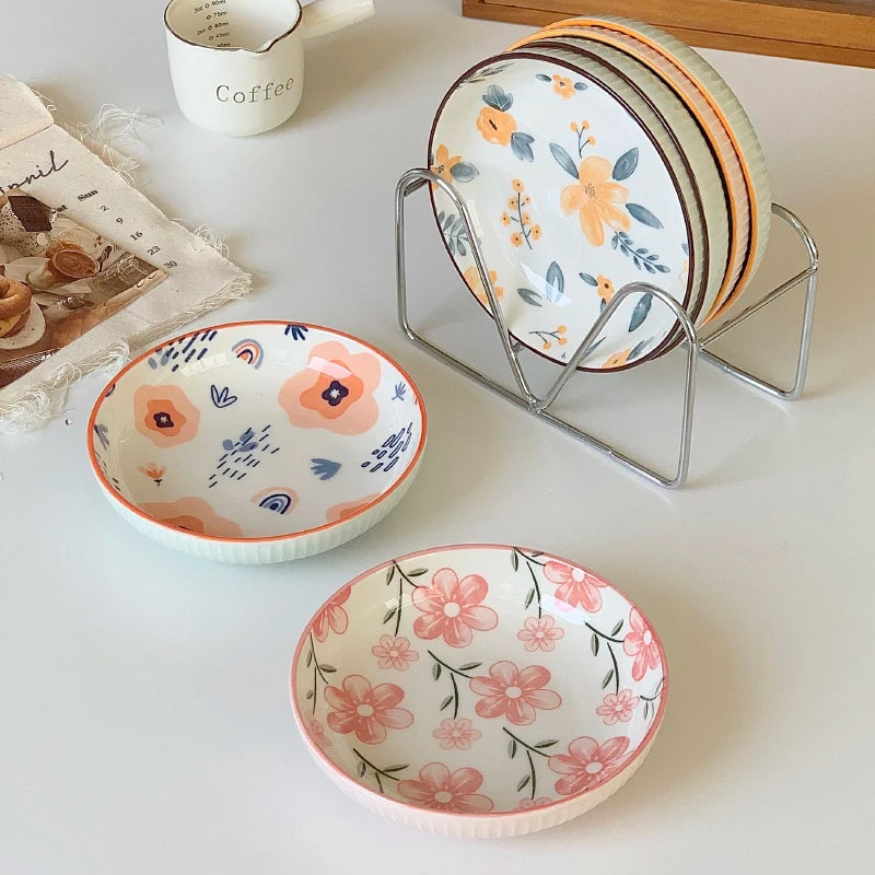 5.3Inch Korean Style Floral Porcelain Dessert/Fruit Plate