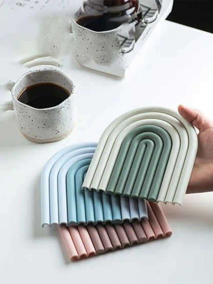 Two-Toned Rainbow Heat-Resistant Silicone Coasters (Non-Slip)