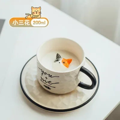 Cute Kitten Ceramic Cat in a Cup