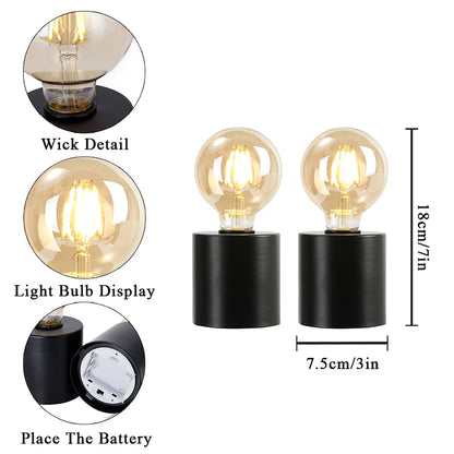 2Pcs Black Edison Style Bulb Table Lamp