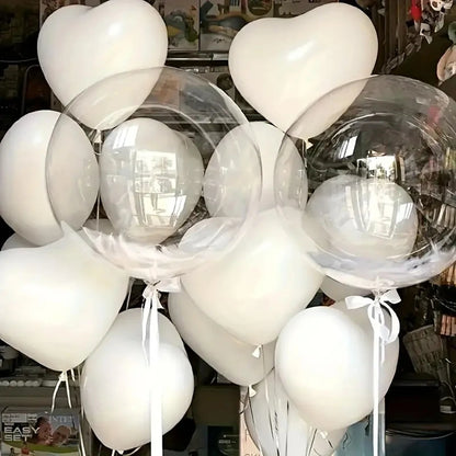 White Latex Hearts Balloon Bouquet