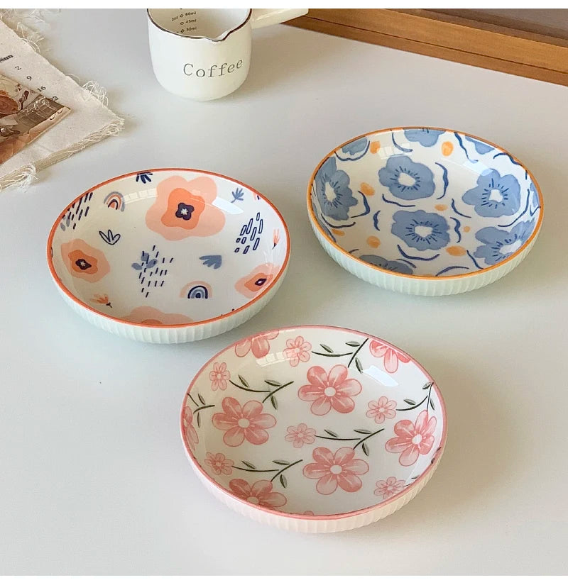 5.3Inch Korean Style Floral Porcelain Dessert/Fruit Plate