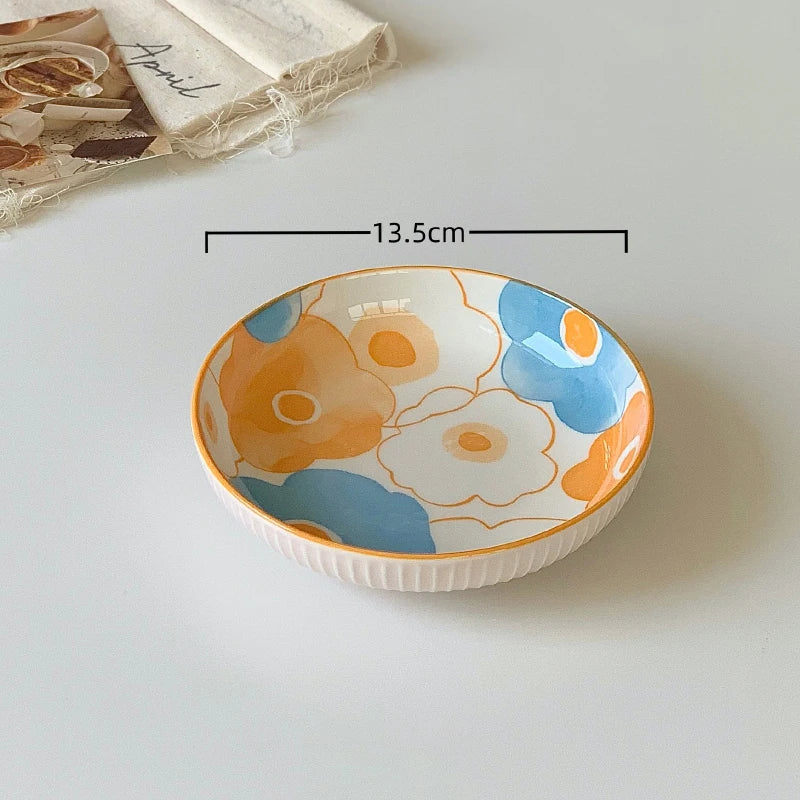 5.3Inch Korean Style Floral Porcelain Dessert/Fruit Plate