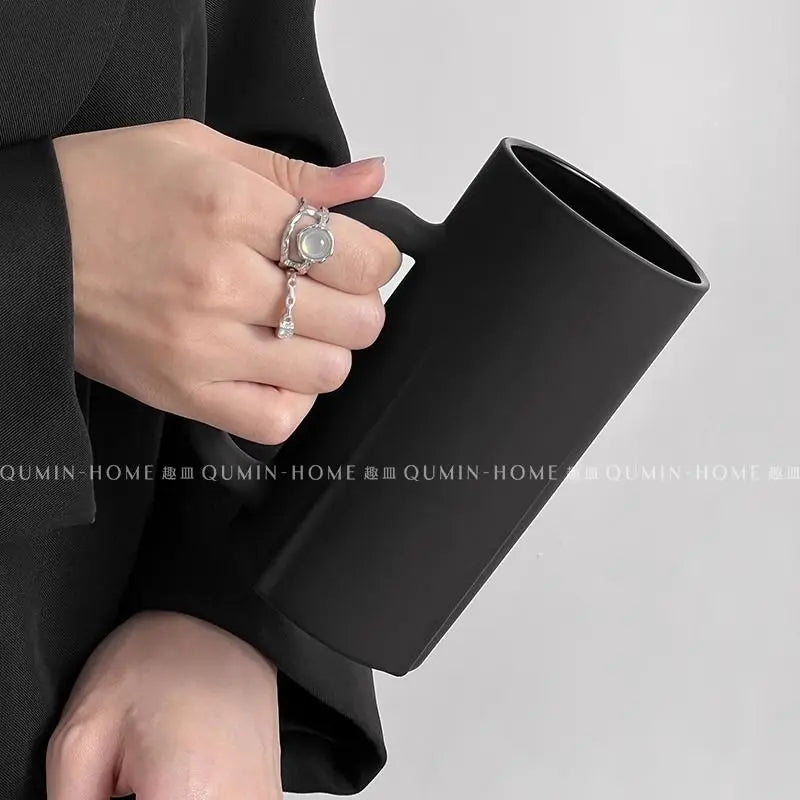 Frosted Obsidian Tall Cup with Handle