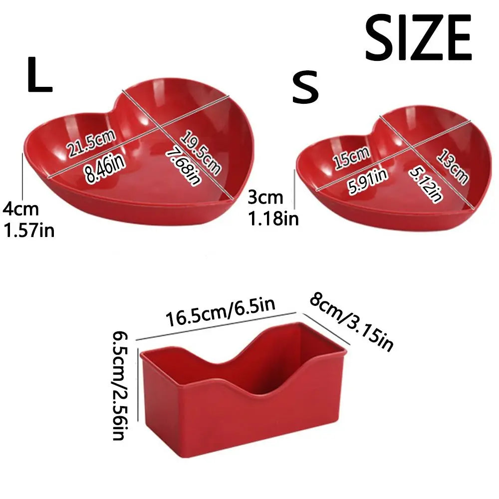 5/10Pcs Party Plastic Red Heart-shaped Plates