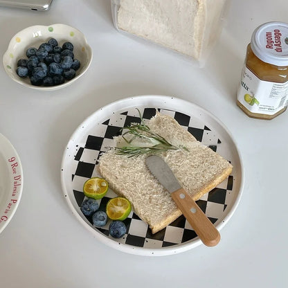 Korean Checkerboard Ceramic Plate