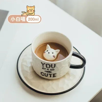 Cute Kitten Ceramic Cat in a Cup