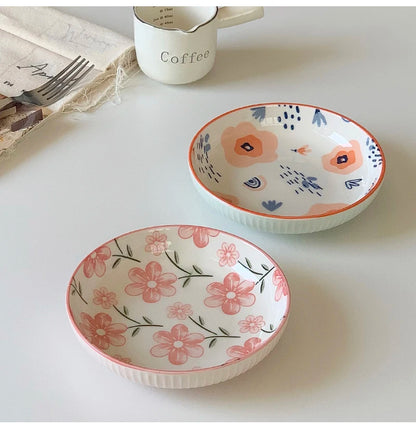 5.3Inch Korean Style Floral Porcelain Dessert/Fruit Plate