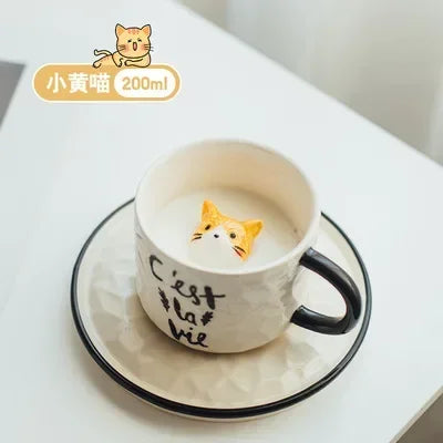 Cute Kitten Ceramic Cat in a Cup