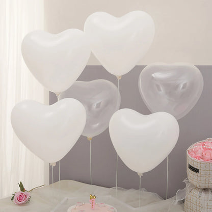 White Heart Balloons with Words Set