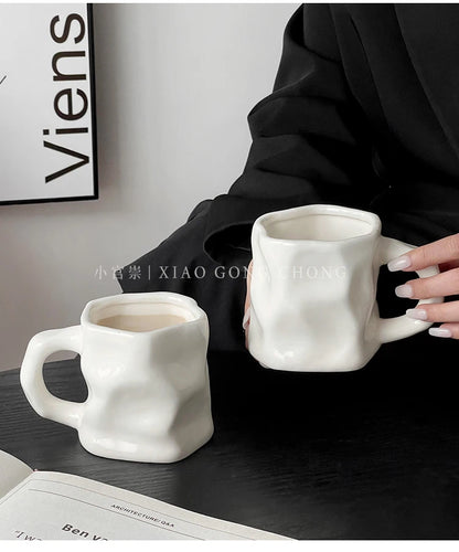 Modern Silver and White Water/Coffee Mug