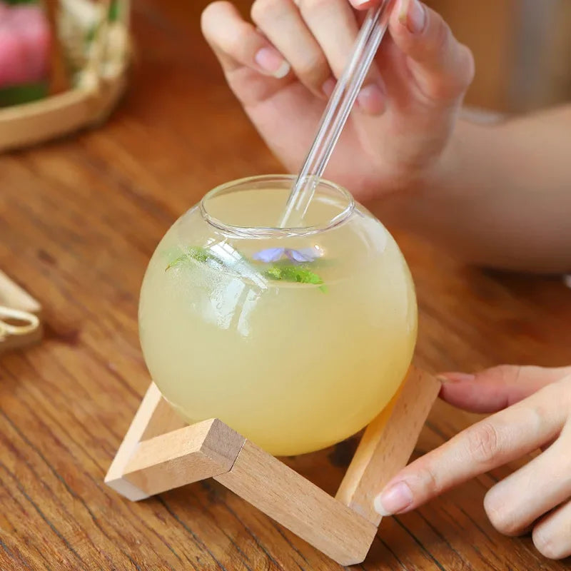 Ball-Shaped Cocktail Glass Cup with Stand