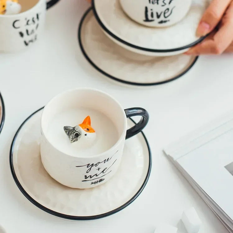 Cute Kitten Ceramic Cat in a Cup