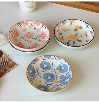 5.3Inch Korean Style Floral Porcelain Dessert/Fruit Plate