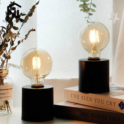 2Pcs Black Edison Style Bulb Table Lamp