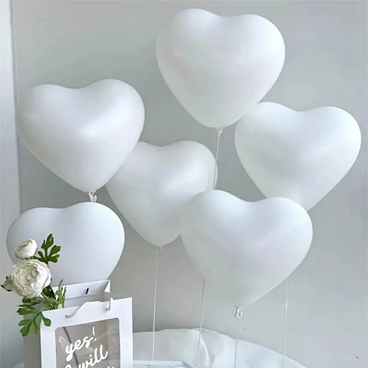 White Latex Hearts Balloon Bouquet