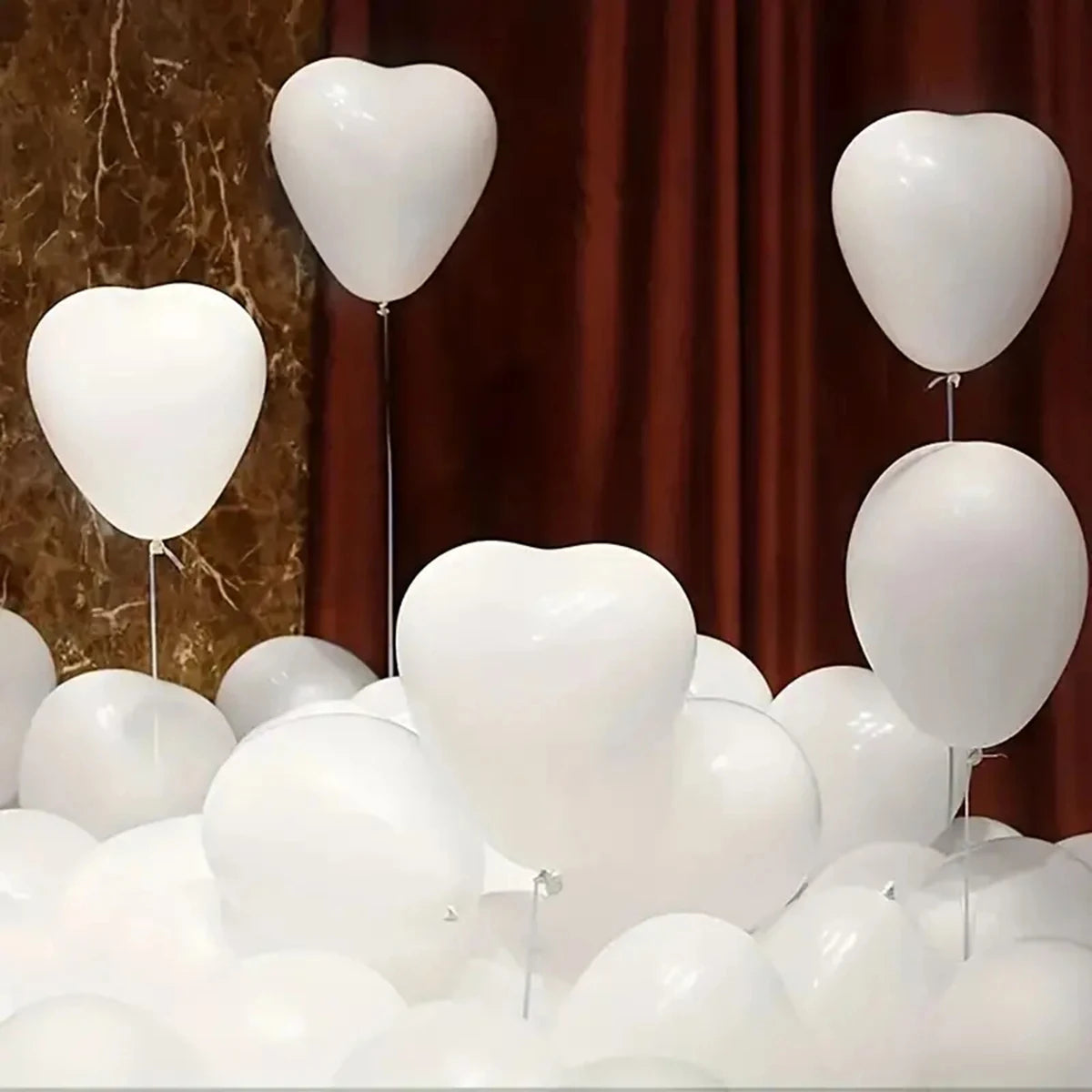 White Latex Hearts Balloon Bouquet