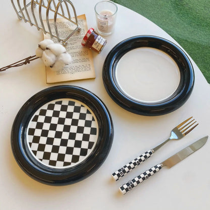 Black and White Checkerboard Plate