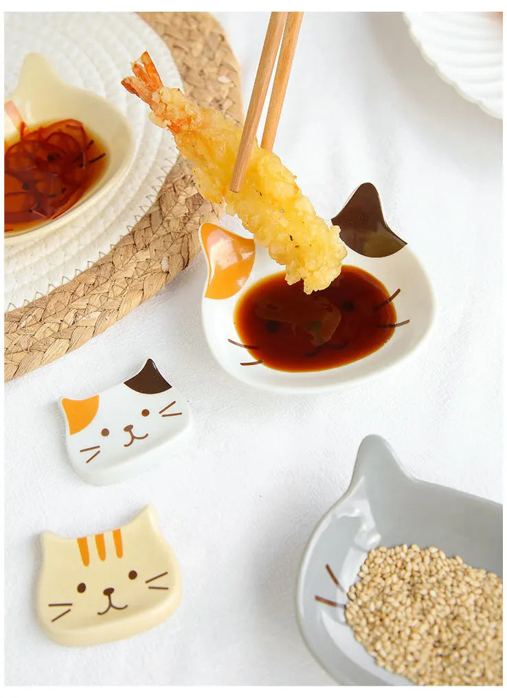 Japanese Cute Cat Dish Creative Ceramic Seasoning Dish