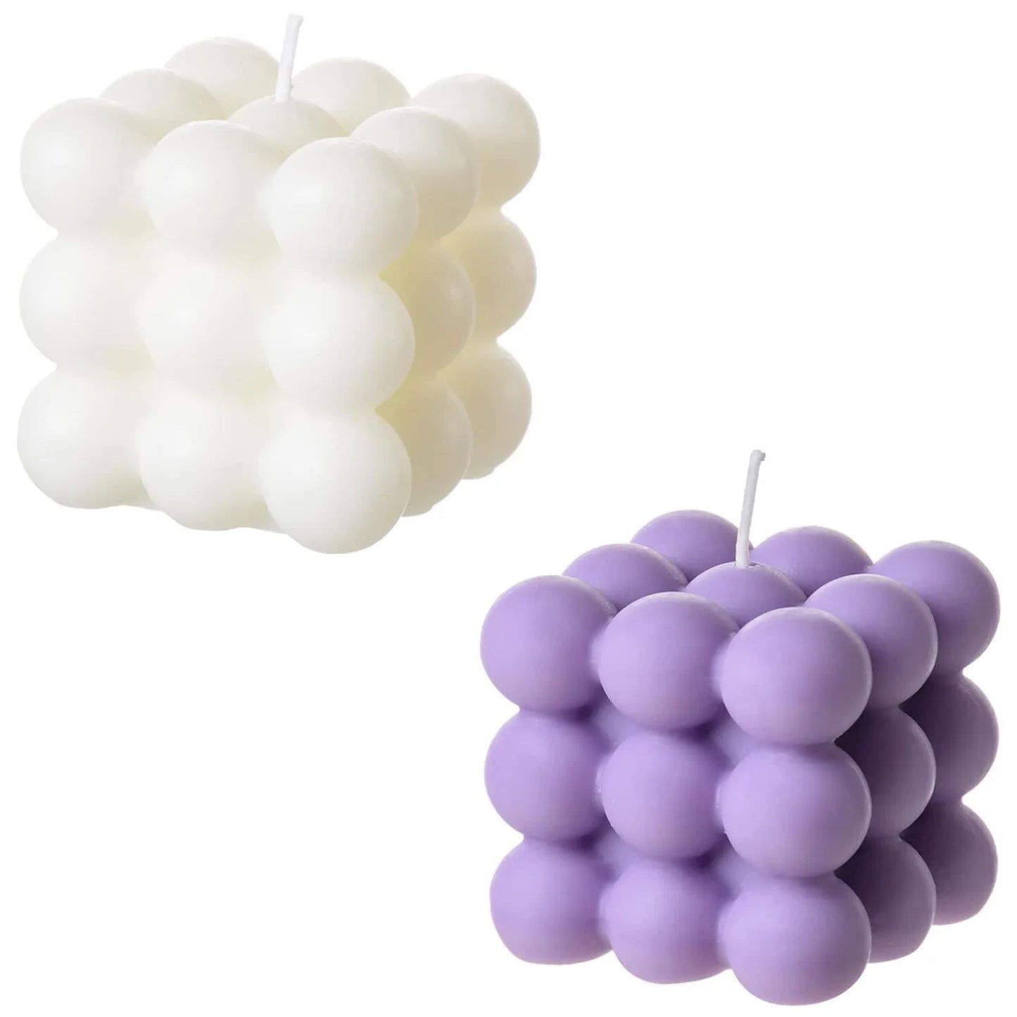 2-Pieces White Pink Bubble Candle