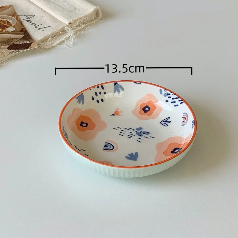 5.3Inch Korean Style Floral Porcelain Dessert/Fruit Plate