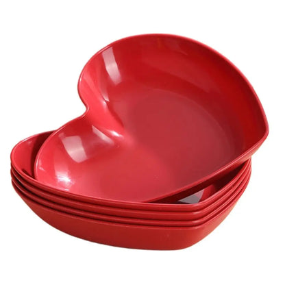 5/10Pcs Party Plastic Red Heart-shaped Plates